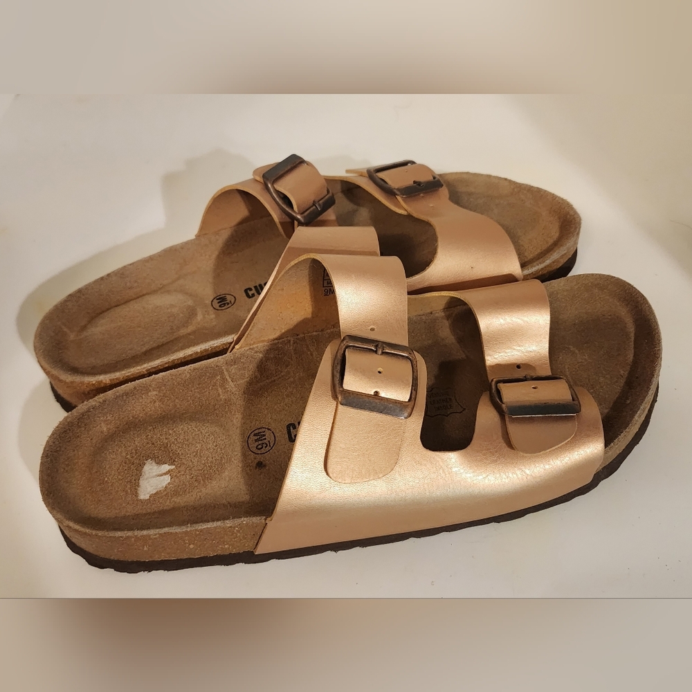 Cushionaire Rose Gold 2 strap sandals
